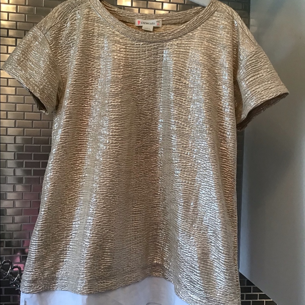 J Crew Girls Gold Lame T-Shirt